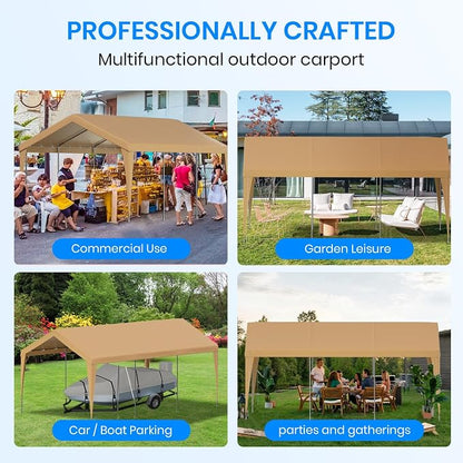 Carport 12x20 Heavy Duty Portable Garage, Galvanized Frame Carport Canopy - Image 7