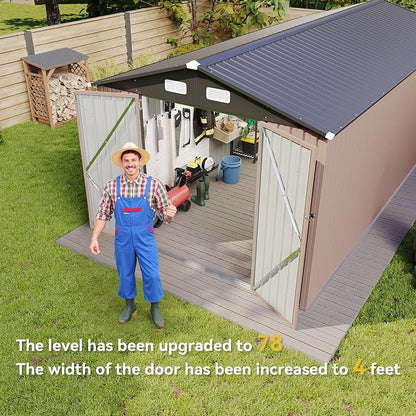 Aoxun 8x12 FT Outdoor Storage Shed Large Shed Steel Utility Tool Shed Storage - Image 5