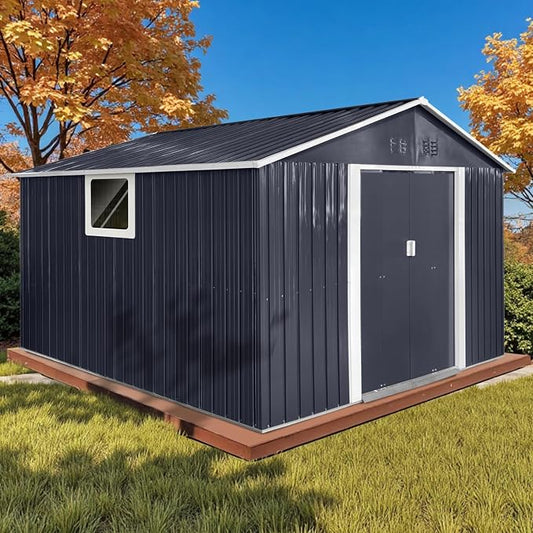 11.2' x 10.6' XL Outdoor Storage Shed, Sturdy Metal Building w/Windows & by Unknown