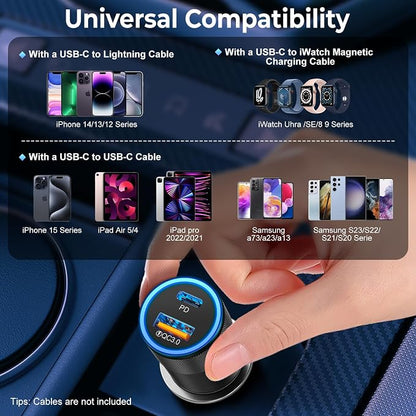6 Pack USB C Car Charger, Ancekoy 38W Dual USB-C + USB-A Car Charger Adapter - Image 7