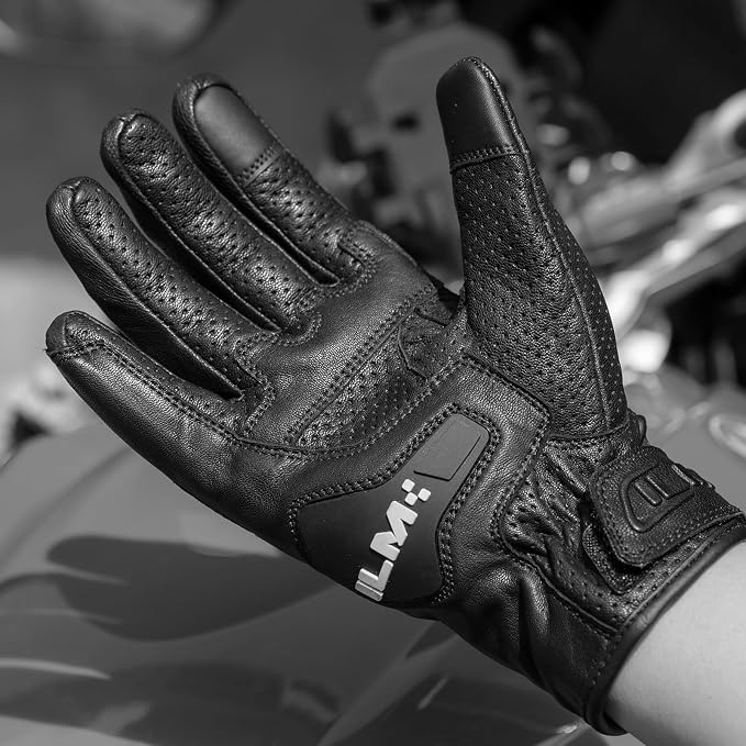 ILM Goatskin Leather Motorcycle Motorbike Powersports Racing Gloves Touchscreen - Image 7