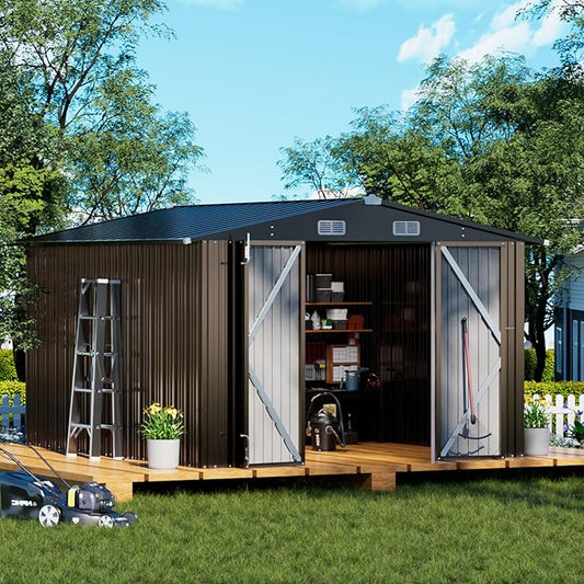 COMHOMA Shed Outdoor Storage Shed Metal, Lockable Doors Tool Sheds by ComHoma