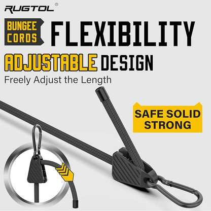 Bungee Cords with Hooks, 48 Inch Adjustable Elastic Bungee Cords with Carabiner - Image 3