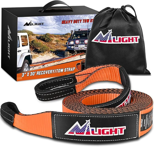 Nilight 3" x 30' Recovery Tow Strap Lab Tested 31, 500lbs Break Strength Heavy by Nilight
