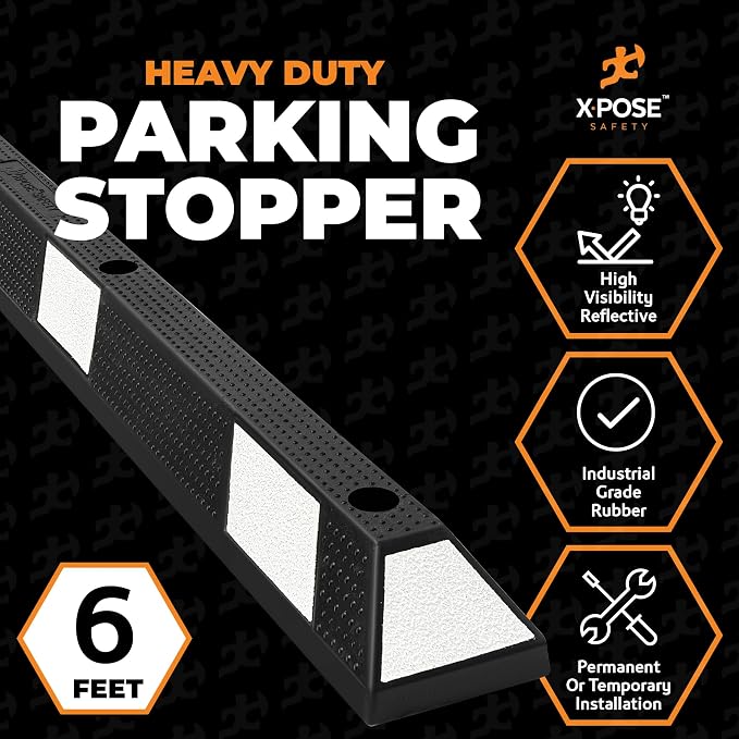 Xpose Safety 72" Heavy Duty Rubber Parking Stopper – Bulk Half Pallet 24 Pack - Image 2