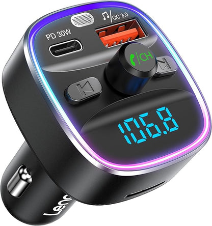LENCENT Bluetooth 5.4 FM Transmitter Car Adapter 48W Wireless Radio Music by LENCENT