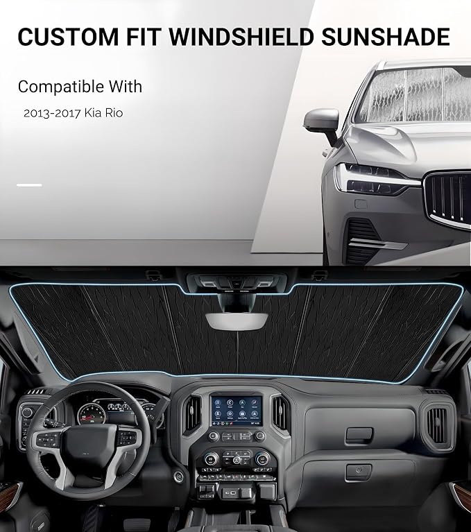 Windshield Sun Shade for Kia Rio 2013-2017, Front Window Sunshade Shield - Image 2