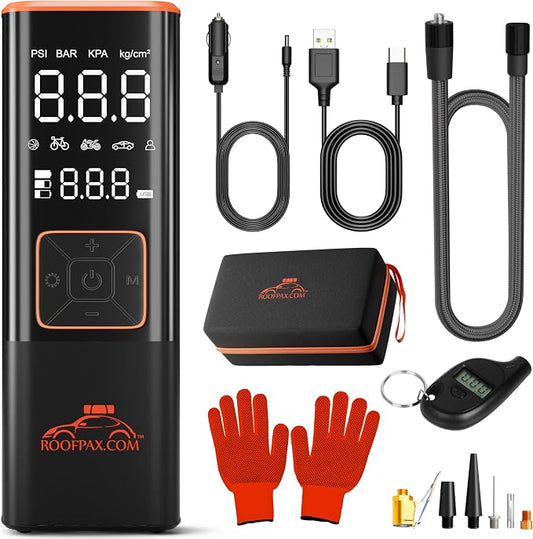 RoofPax Car Tire Inflator Portable Air Compressor 150 PSI Battery Powered 3x by RoofPax