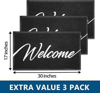 EARTHALL Door Mat 3-Pack Outside Inside Welcome Doormat 30"x17.5" Durable Floor - Image 3