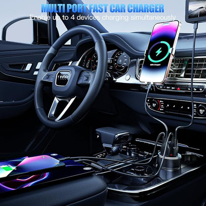Car Charger with USB C Cable, 78W 4 Port Car Phone Charger Adapter Fast Charging - Image 6