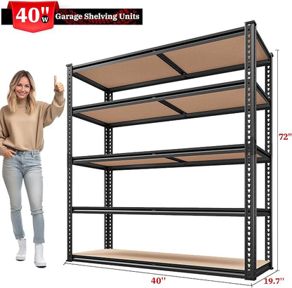 REIBII 40" W Garage Shelving 2500LBS Storage Shelves 72" H Metal Shelving 5 - Image 7