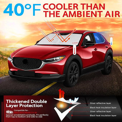 KAYZT Windshield Sun Shade for 2019-2025 2026 Mazda CX-30 CX30 Foldable - Image 2