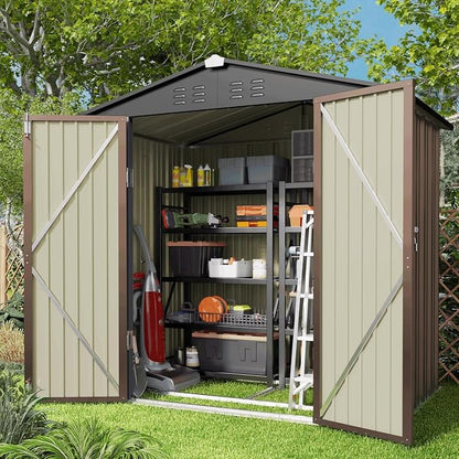 Gizoon Outdoor Storage Shed 6 x 4 FT, Galvanized Metal Garden Shed - Image 2
