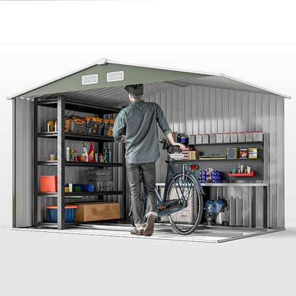 Outsunny 9' x 6' Outdoor Storage Shed, Garden Tool Metal Shed - Image 9