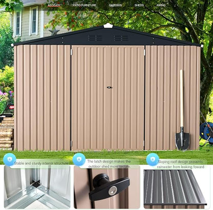 AECOJOY 10'x10' Outdoor Storage Shed, Large Metal Sheds & Outdoor Storage - Image 3