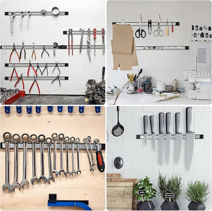 4 Pieces 24" Magnetic Tool Holder Strip, Stainless Steel Surface Tool Magnet Bar - Image 6