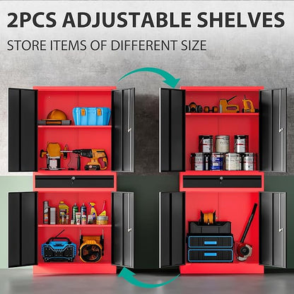 Metal Storage Cabinet with Drawer and Lock, Garage Storage Cabinet with Locking - Image 6