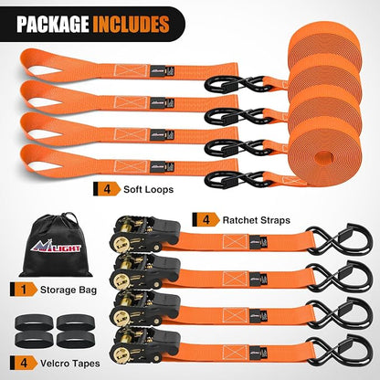 Nilight Ratchet Tie Down Straps 4500Lbs Max Break Strength 1”×15’ Heavy Duty - Image 5
