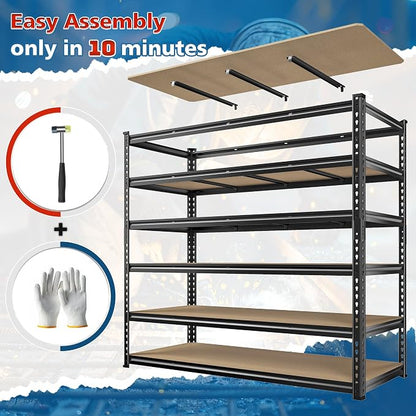 83.8" H Garage Shelving 59.8" W Metal Shelving 3000LBS Storage Shelves Heavy - Image 7