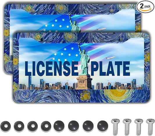 License Plate Bracket Multicolor License Plate Frames Starry Night by Aluminum by Unknown