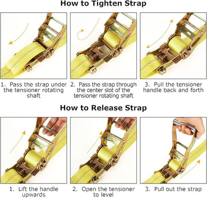 4 Pack 2 Inch Ratchet Straps Heavy Duty 20ft Tie Down Straps Ratchet - Image 6