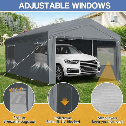 VINGLI 10x20 Carport Canopy Portable Garage - Image 5