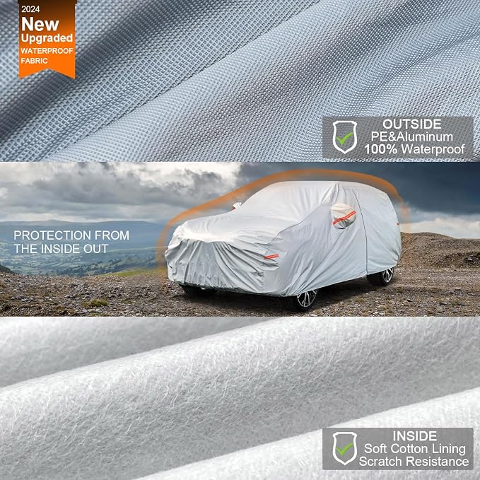 Kayme 6 Layers SUV Car Cover Waterproof All Weather, Outdoor Full SUV Cover - Image 2