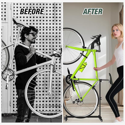 Vertical Bike Stand, Upright Bike Parking Rack Floor, Adjustable Bicycle Storage - Image 2