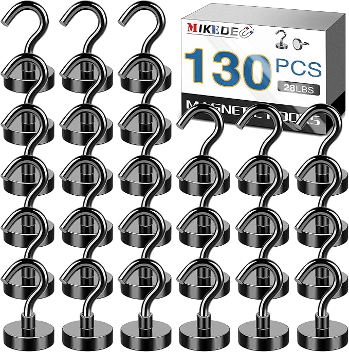 MIKEDE Black Magnetic Hooks Heavy Duty, 28Lbs+ Strong Neodymium Magnets by MIKEDE