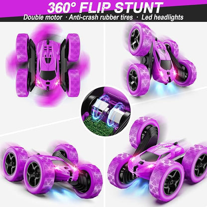 RC Cars, 2.4 GHZ Double Sided RC Stunt Car 360° Rotating Remote Control Crawler - Image 4