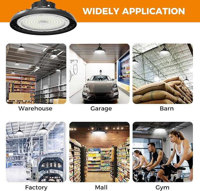 AIKVSXER LED High Bay Lights 180W UFO Shop Lights 32400LM 6000K Commercial Bay - Image 8