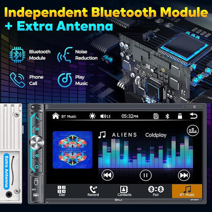PLZ 7" Wireless Double Din Car Stereo Apple Carplay Radio Screen - Image 3