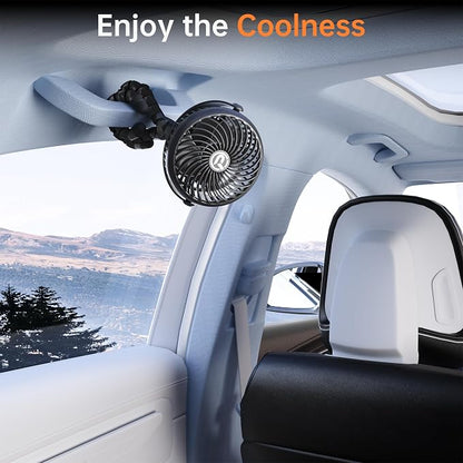 Rechargeable Car Fan for Backseat Kids Baby, 3-Speed Quiet - Image 7