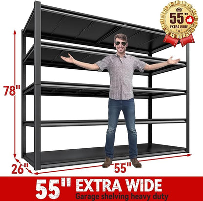 REIBII 78" H Storage Shelves, Garage Shelving Heavy Duty Load 3000LBS, - Image 3
