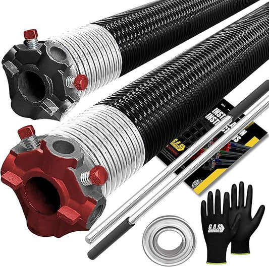 Garage Door Torsion Springs 295x2x49 Includes 1” Steel Bearing, and Winding Bars by GASHardware