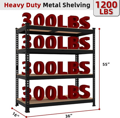 2 Packs 36" W x 16" D x 55" H Adjustable Garage Storage Shelves - Image 3