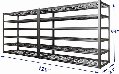 60" Wide Heavy Duty Garage Shelving Adjustable 6 Tier Garage Storage Shelves - Image 2