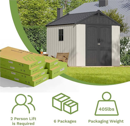 Patiowell 8x8 FT Outdoor Storage Shed, Plastic Shed Resin Garden Tool Shed - Image 7
