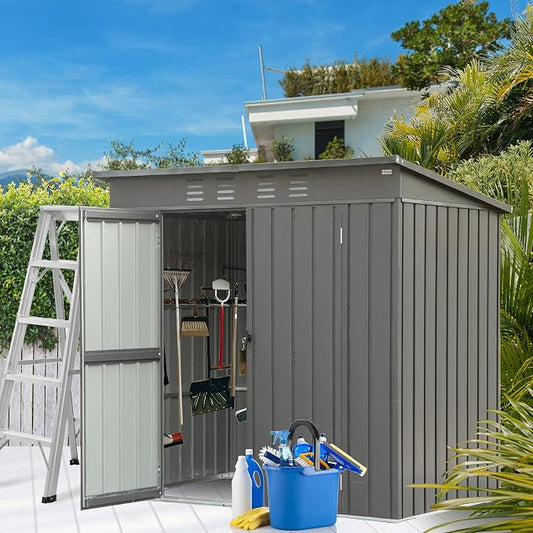 Domi Outdoor Storage Shed 6' x 4', Metal Waterproof Tool Shed Utility Storage by domioutdoorliving