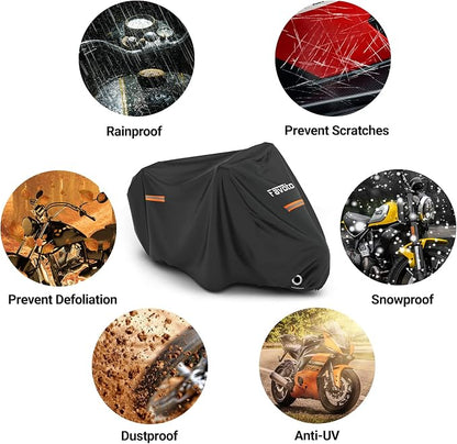 Favoto Motorcycle Cover All Season Universal Sturdy Material Waterproof Sun - Image 7