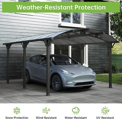 Real Relax 12x16ft Heavy Duty Metal Carport, Arch-Roof Polycarbonate Roof - Image 3