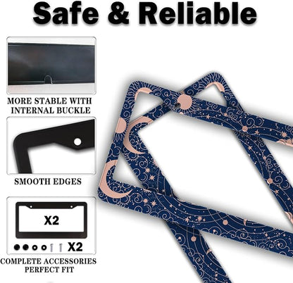 License Plate Frames for Women Blue License Plate Holder for Men Moon Sun - Image 4