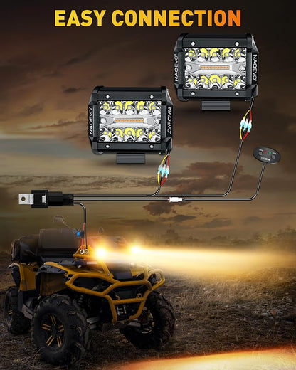 NAOEVO 4 Inch LED Pod Lights, Spot Flood LED Fog/Driving/Off Road Lights - Image 7