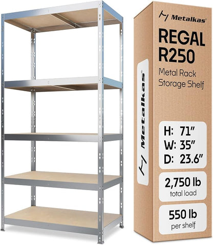 Storage Shelves: 5 Storage Shelves Heavy Duty w/ 2, 750 lb Total Load Capacity by Metalkas