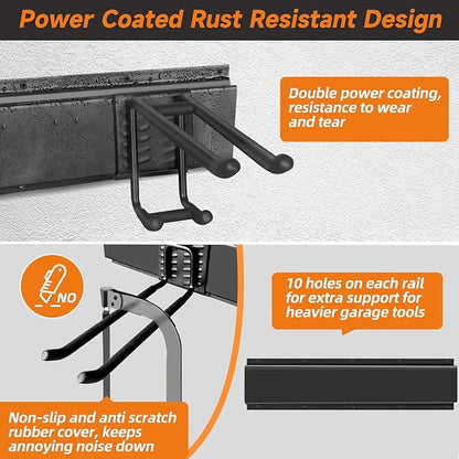 Garden Tool Organizer Wall Mount, Heavy Duty 48 Inches Garage Organization and - Image 3