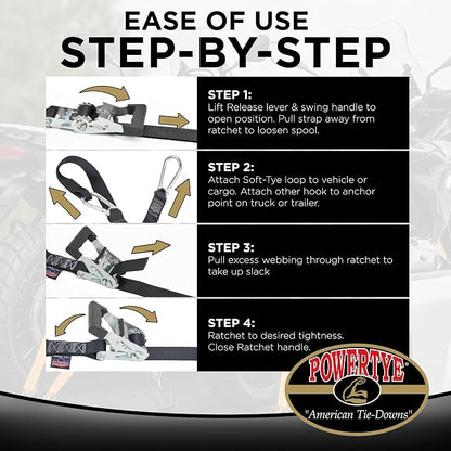 PowerTye - Made in USA - Heavy Duty Ratchet Tie Down Straps - Image 5
