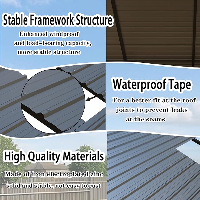 Heavy Duty Metal Carport 20x20 ft Galvanized Steel Frame RV Carport Storage All - Image 5