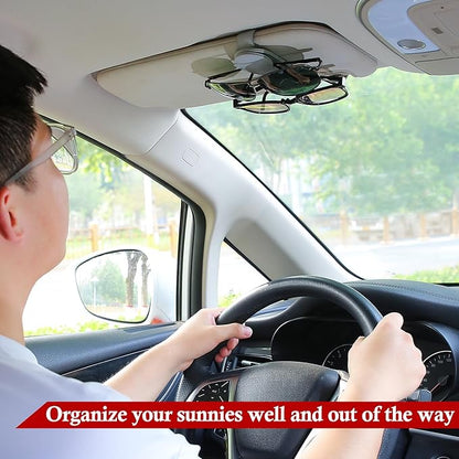 KIWEN Sunglasses Holder for Car Visor, Magnetic Leather Sunglass Eyeglass - Image 5
