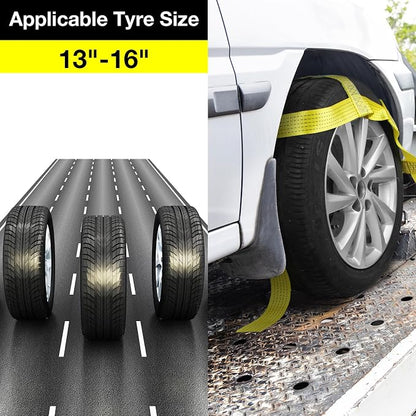 Tow Dolly Basket Straps with Flat Hooks Fits 14" 15" 16" Car Auto Hauler Wheel - Image 2