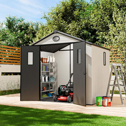 EAGLE PEAK 8x6 Resin Outdoor Storage Shed, Weatherproof Garden Shed by EAGLEPEAK
